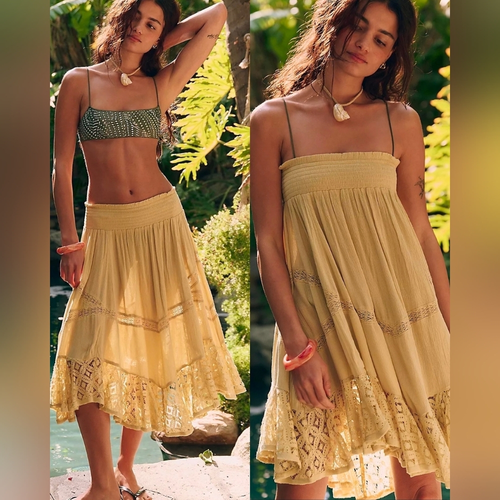 Free People River Convertible Lace Trim Skirt/Dress - Picture 1 of 6